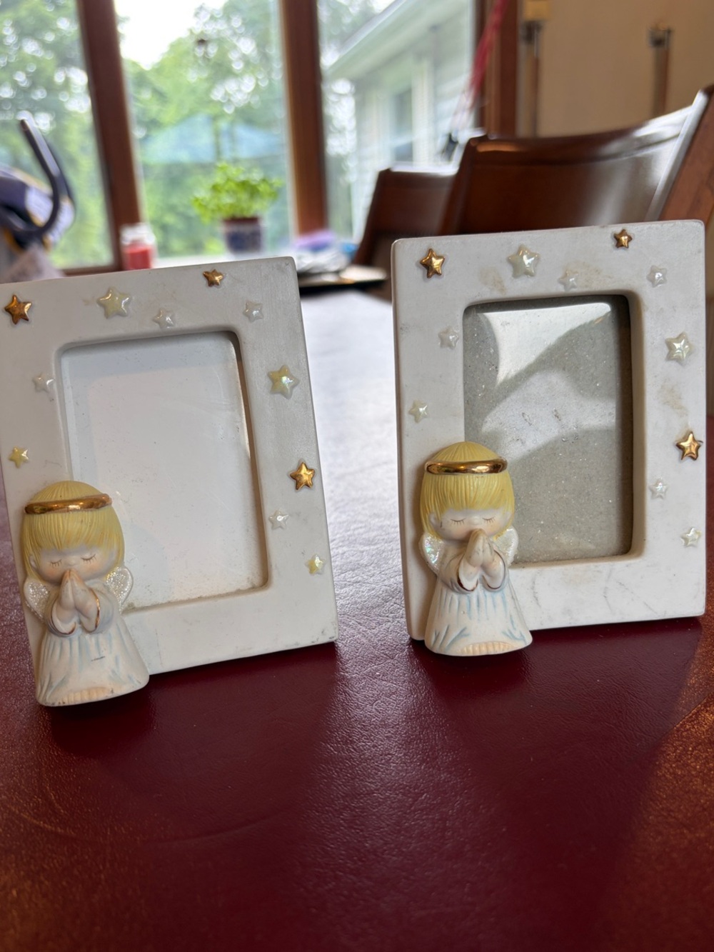 Pair of Praying Angel Ceramic Photo Frames